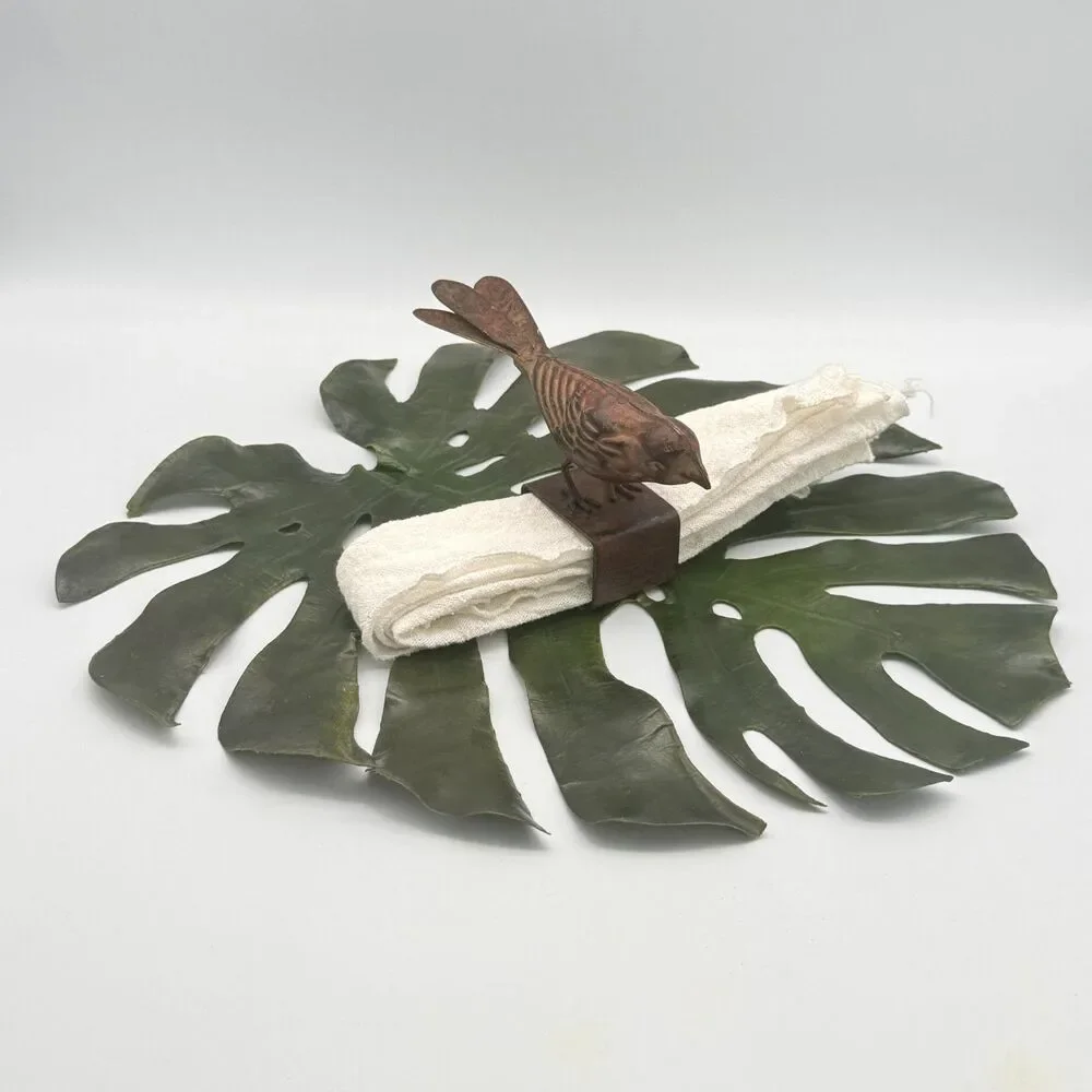 Rustic Bird Metal Napkin Rings Set of 6 - Farmhouse Table Decor Z Gallerie